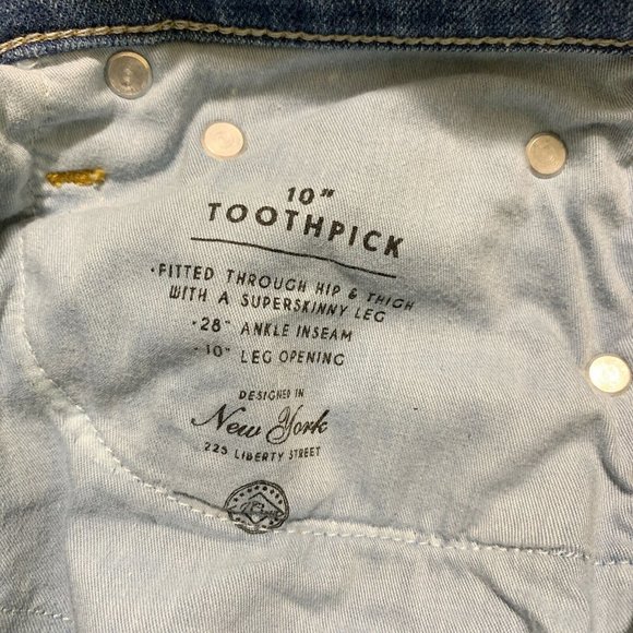 J. Crew 10" Highest-Rise Toothpick Jeans Size 25 Saybrook Wash - Picture 7 of 8